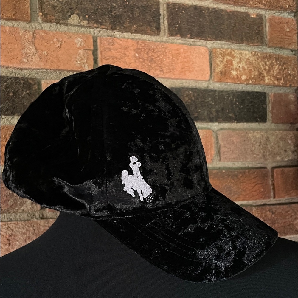 Black Velvet Cap with Wyoming Cowboy Detail